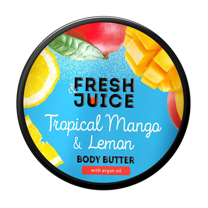 Крем-масло для тіла Fresh Juice Tropical Mango &amp; Lemon Body Butter з аргановою олією, 200 мл